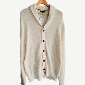 Banana Republic Shawl Collared Waffle  Knit Grandpa Cardigan Long Sweater New